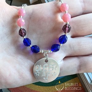 Bi Pride Necklace: Choker or Custom Stamped Pendant (MTO)
