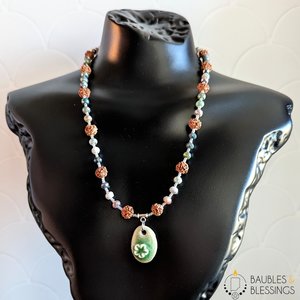 Flower Necklace with Fancy Jasper & Rudraksha Seeds