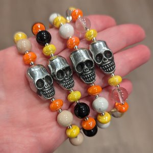 Chunky Bracelets with Aluminum Skulls