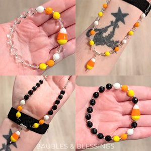 Fun Candy Corn Necklace with Quartz or Onyx (MTO)