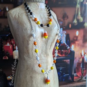Fun Candy Corn Necklace with Quartz or Onyx (MTO)