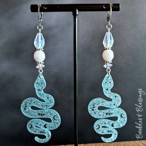 Ice Serpent Earrings with Czech Glass