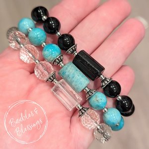 Gemstone Stretch Bracelets with Sterling Silver (MTO)