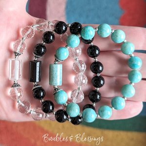 Gemstone Stretch Bracelets with Sterling Silver