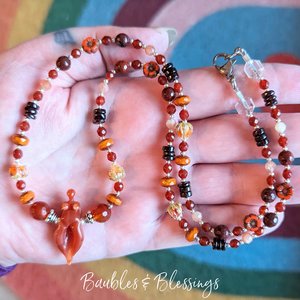 Fiery Goddess Necklace with Carnelian, Sunstone & Garnet