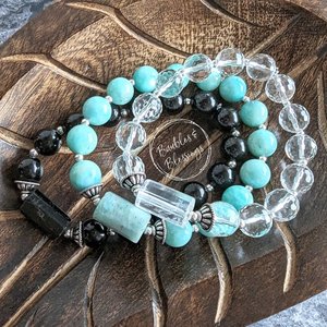 Gemstone Stretch Bracelets with Sterling Silver (MTO)
