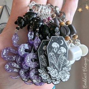 Witchy Purple Snake Earrings with Lampwork Cauldrons (MTO)