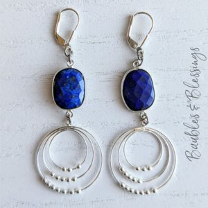 Boho Movement Earrings with Sterling Silver & Lapis