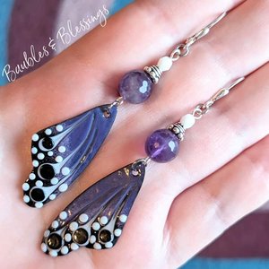 Butterfly Wing Earrings with Amethyst & Sterling Silver