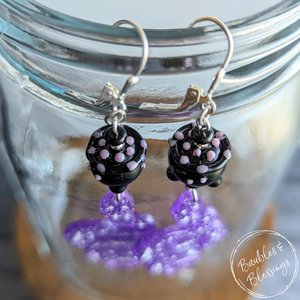 Witchy Purple Snake Earrings with Lampwork Cauldrons (MTO)