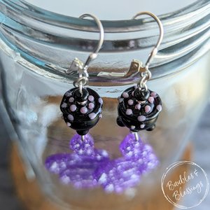 Witchy Purple Snake Earrings with Lampwork Cauldrons