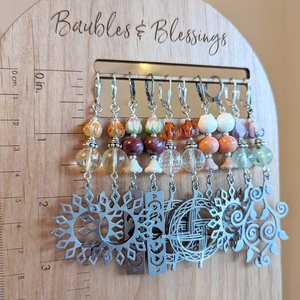 Brighid's Cross Earrings with Quartz & Lampwork Flowers