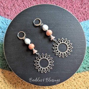 Sun Earrings with Lily of the Valley Beads
