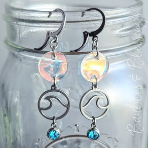 Fun Beachy Wave Earrings with Iridescent Acrylic