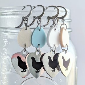 Chicken Earrings with Acrylic Eggs: Pick Your Color! (MTO)