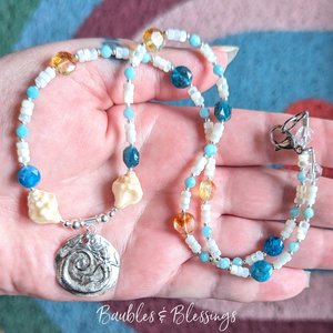 Mermaid Necklace with Apatite, Citrine & Shell Beads