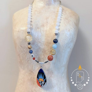 Hypoallergenic Solar System Necklace with Sunrise Pendant
