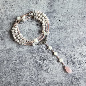 Witchy Prayer Beads with Pearls & Rose Quartz