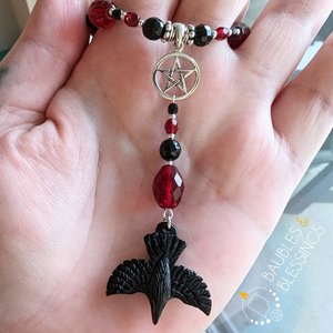 RESERVED for R: Onyx & Czech Glass Raven Set