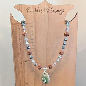 Flower Necklace with Fancy Jasper & Rudraksha Seeds