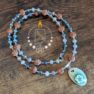 Flower Necklace with Fancy Jasper & Rudraksha Seeds