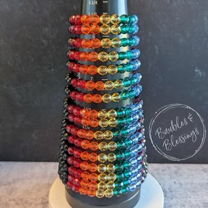 Rainbow Czech Glass & Onyx Pride Bracelets (MTO)