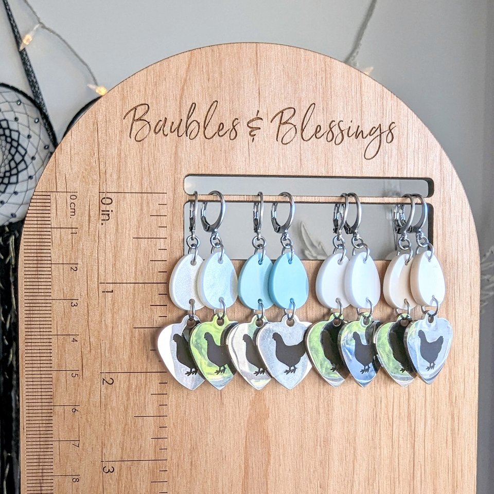 Chicken Earrings with Acrylic Eggs: Pick Your Color!