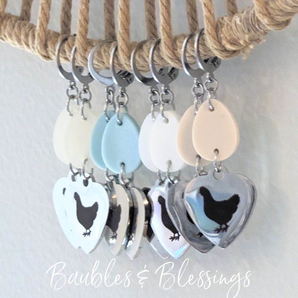 Chicken Earrings with Acrylic Eggs: Pick Your Color! (MTO)