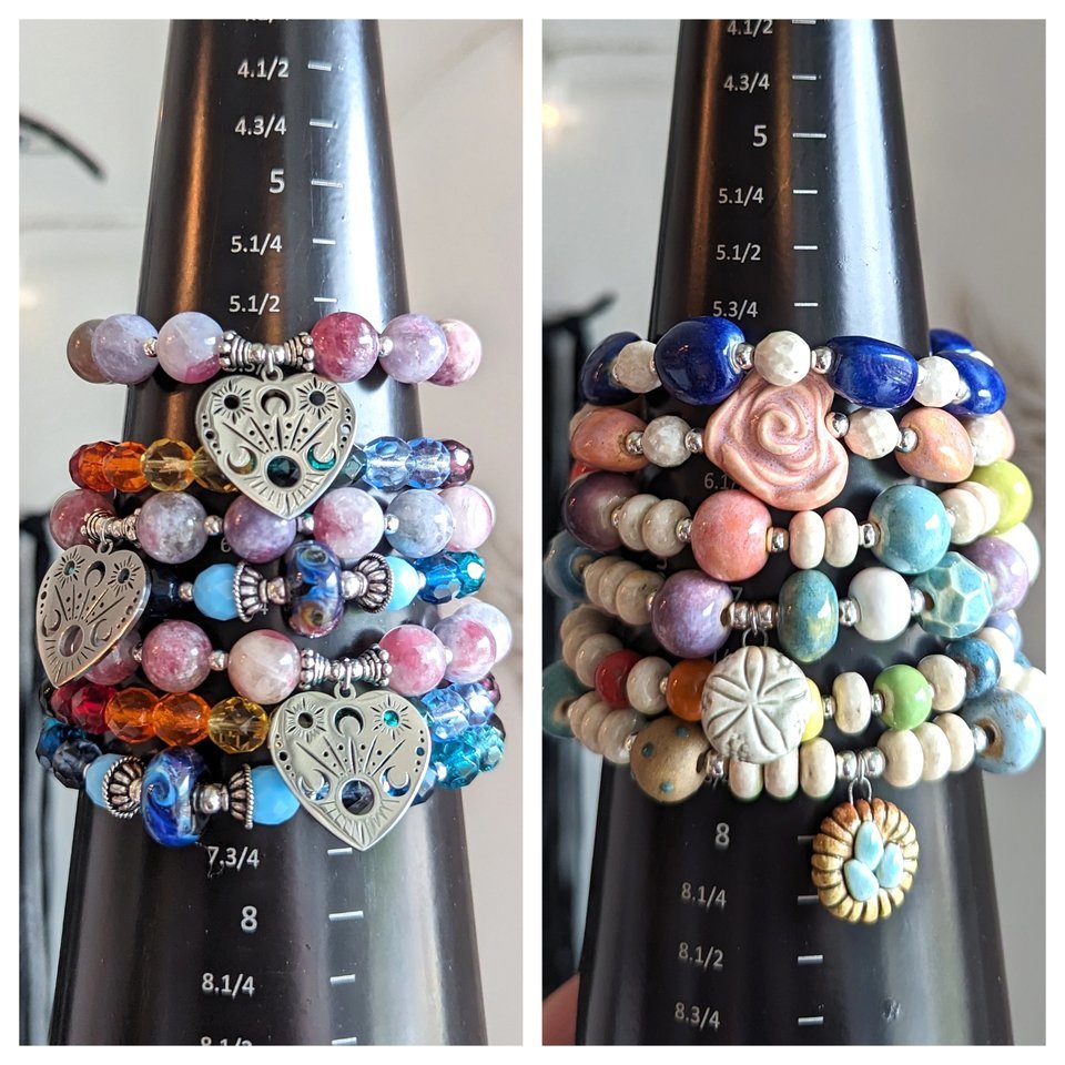 Rainbow Bracelet with Riverstone & Ceramic Gaea Beads (MTO)