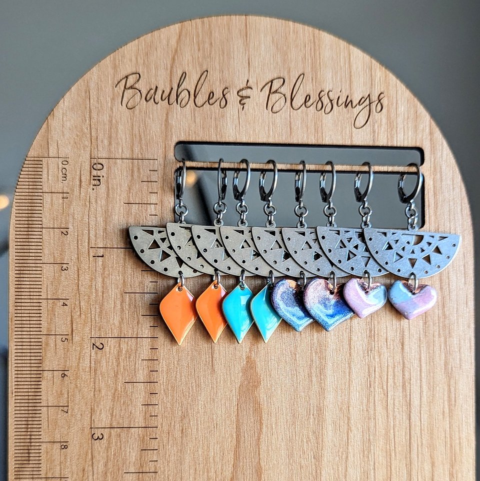 Festive Earrings with Bright Orange Enamel Drops
