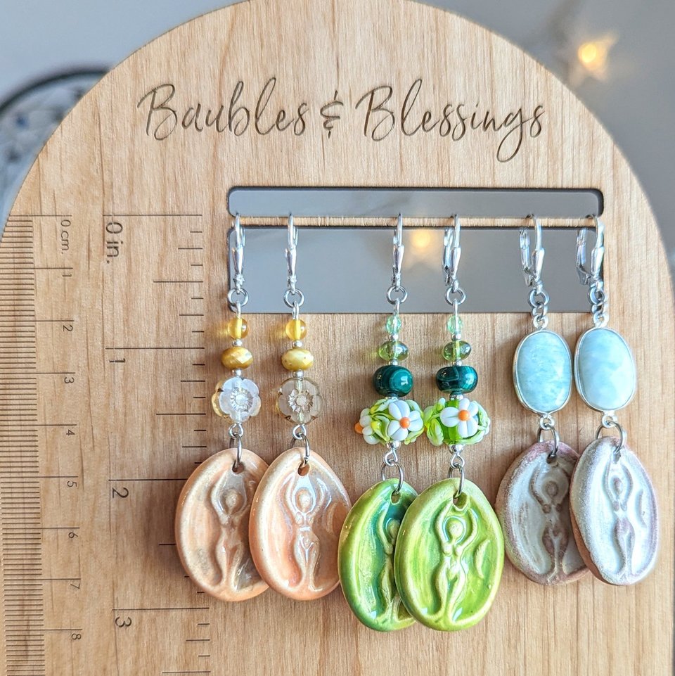 Earthy Goddess Earrings with Faceted Aquamarine Links