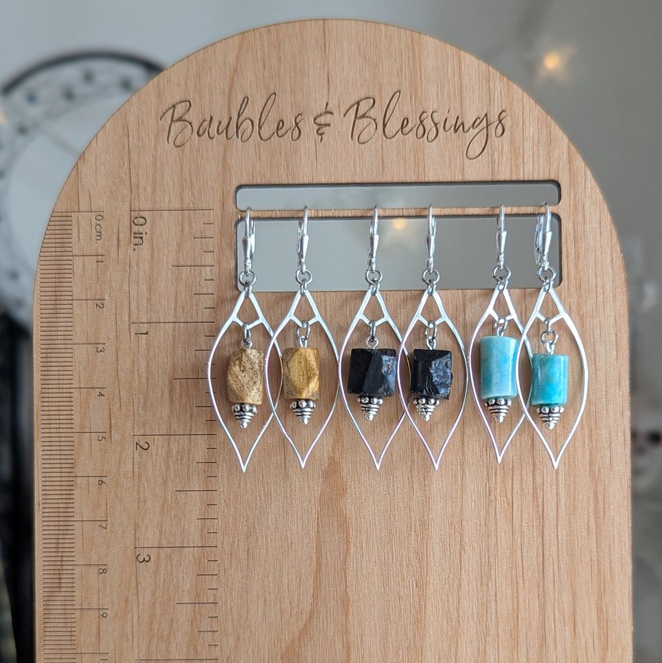 Sterling Silver Marquis and Amazonite Earrings