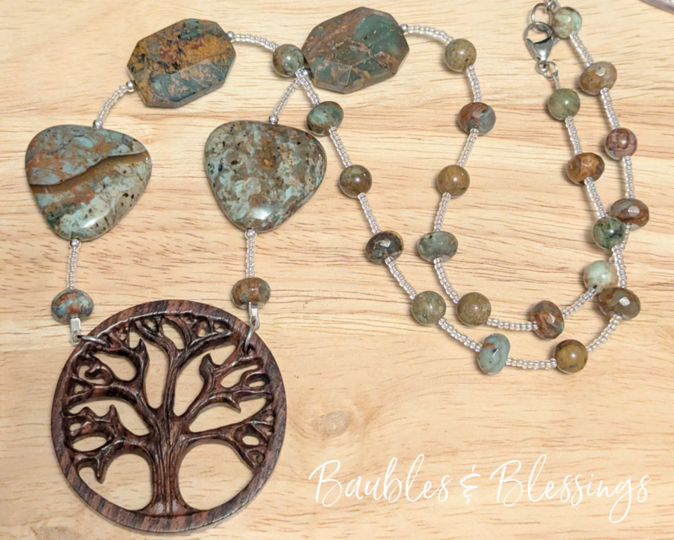 RESERVED for D: Tree Necklace with Green Opal