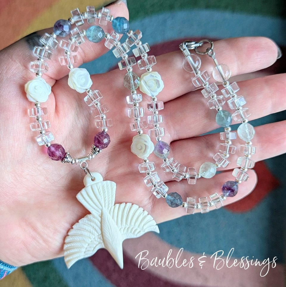 RESERVED for S: White Raven Necklace