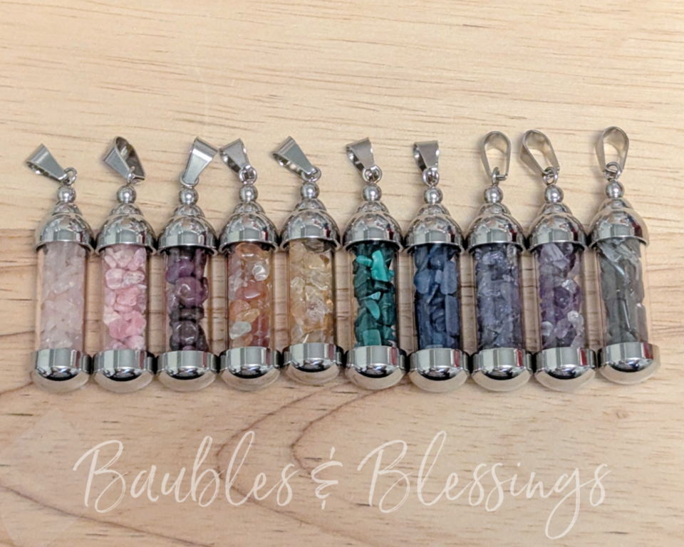 RESERVED for C: Crystal Vial Necklace with Kyanite