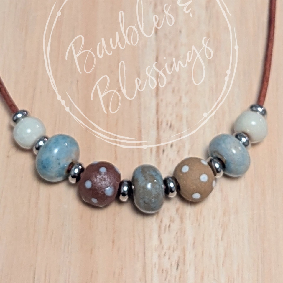 Fidget-Friendly Polka Dots Ceramic Necklace