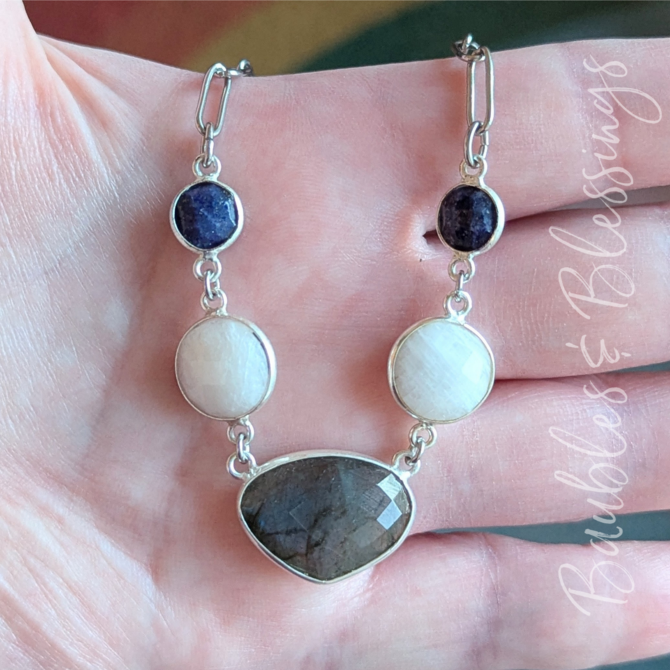 RESERVED for W: Funky Gemstone Link Necklace