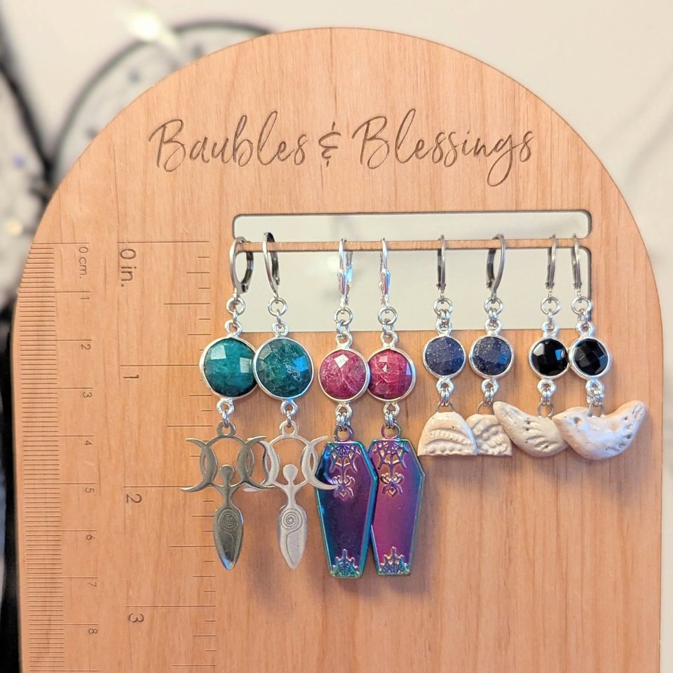 Petite Abstract Ceramic Earrings with Lapis Lazuli