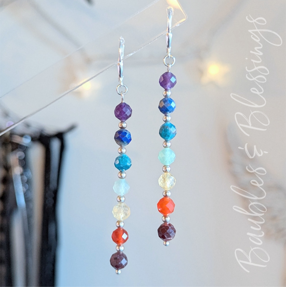 Sweet Chakra Balancing Rainbow Gemstone Earrings