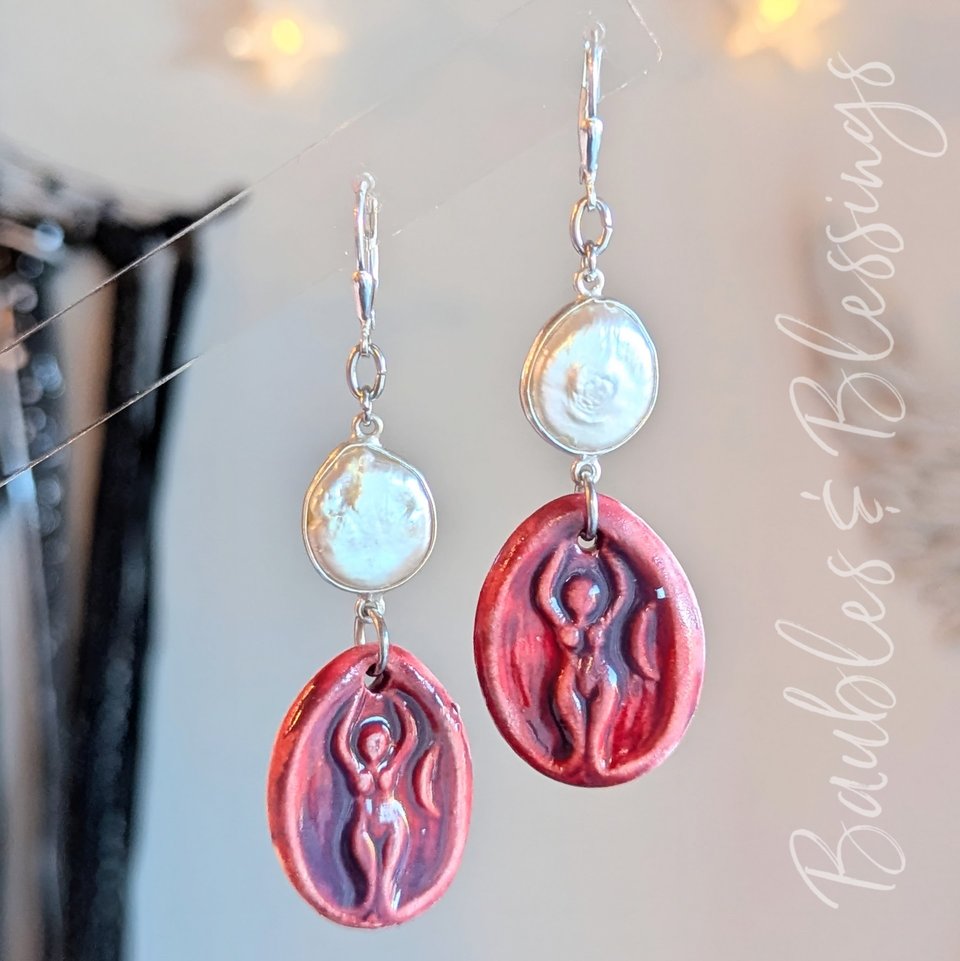 Sweet Goddess Earrings with Pearl & Sterling Silver