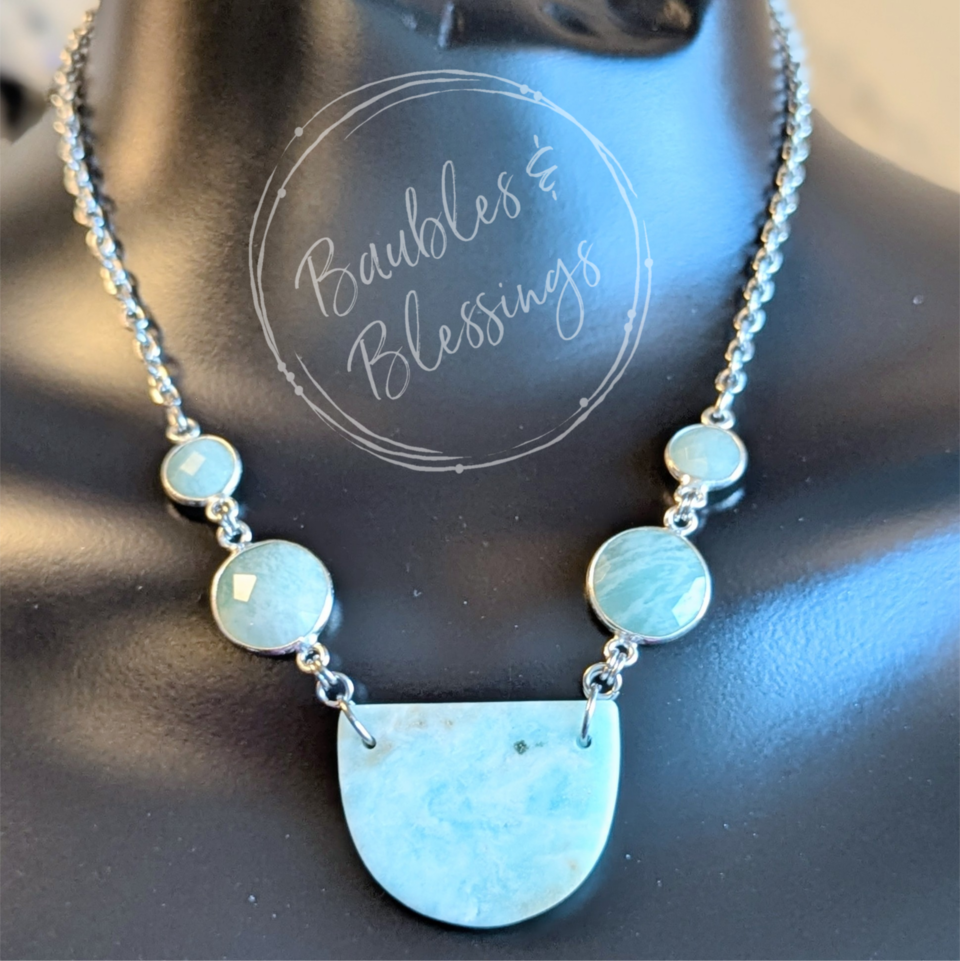 Hemimorphite Necklace with Amazonite Gems