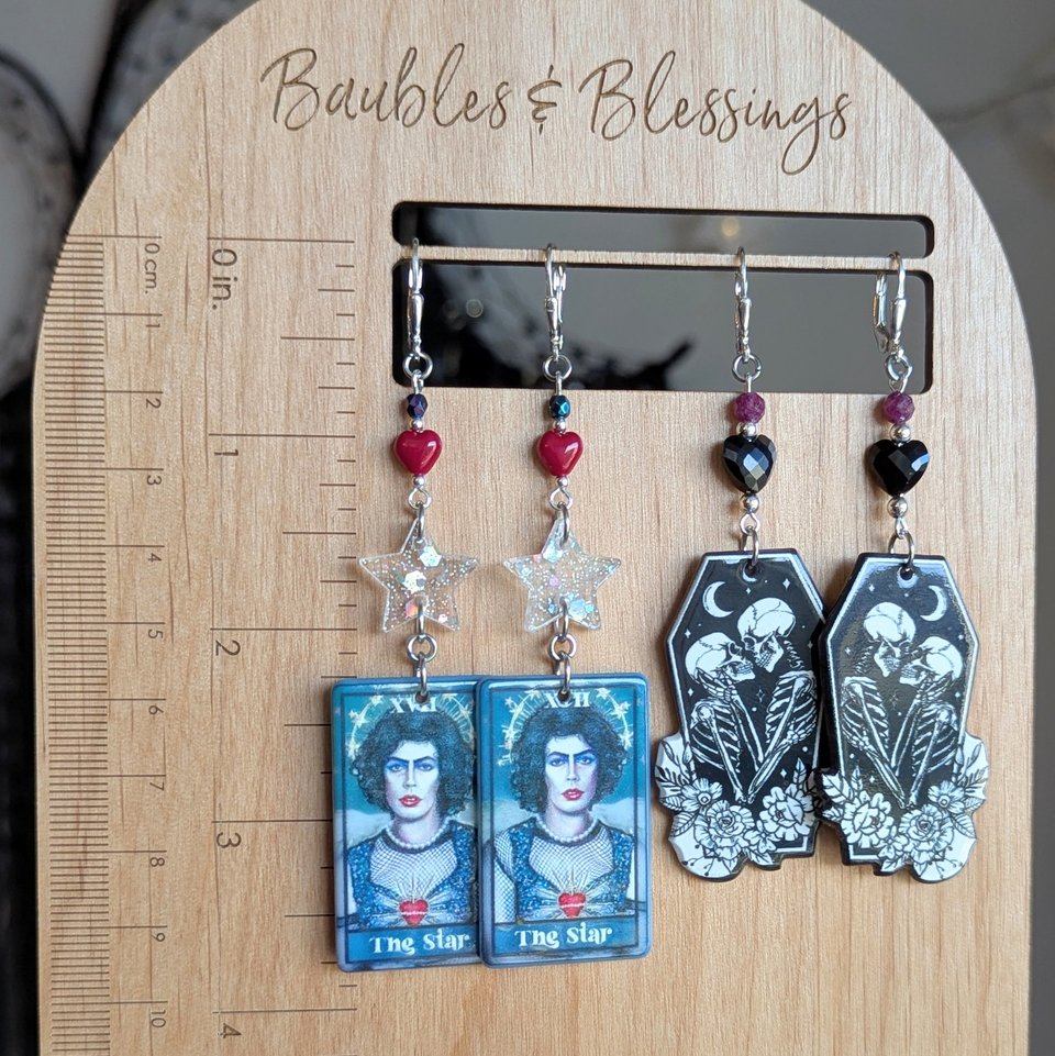Skeleton Embrace Earrings with Obsidian & Ruby