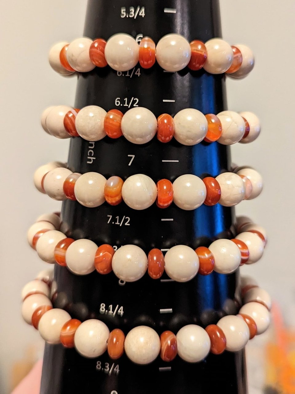 Chunky Grounding Bracelets with Carnelian & Riverstone