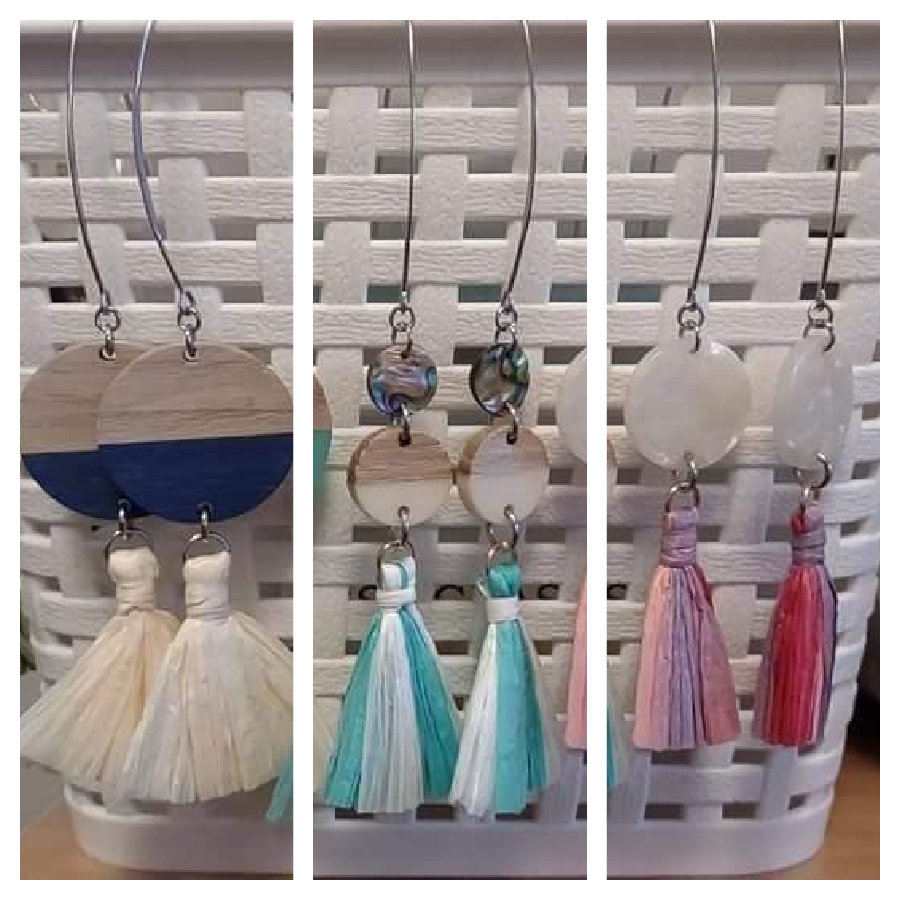 Fun Assorted Earrings with Raffia Tassels