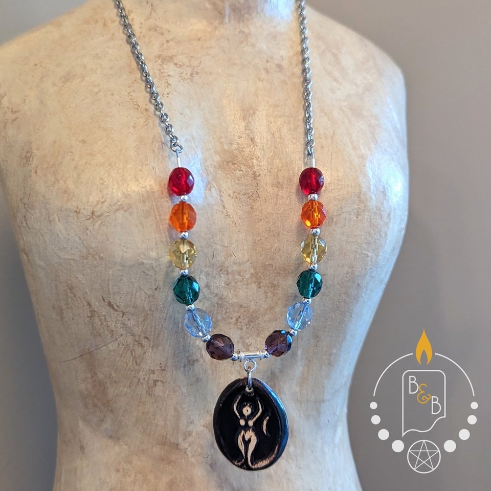 Rainbow Pride Necklace with Black Goddess by Beadfreaky