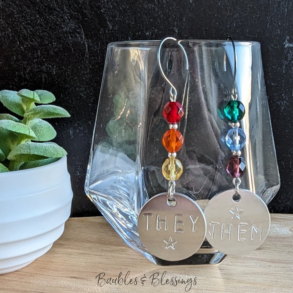 Rainbow Pride Earrings with Stamped Charms (MTO)