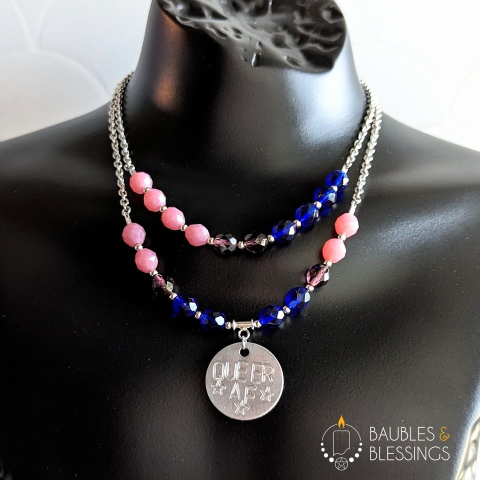 Bi Pride Necklace: Choker or Custom Stamped Pendant (MTO)