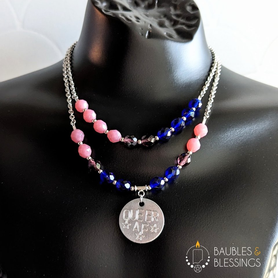 Bi Pride Necklace: Choker or Custom Stamped Pendant