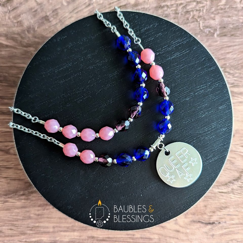 Bi Pride Necklace: Choker or Custom Stamped Pendant (MTO)