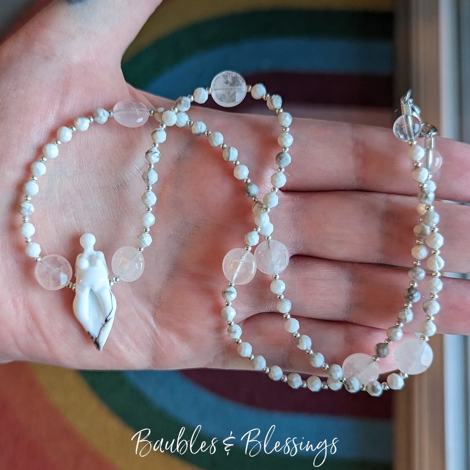 Howlite Goddess Necklace with Handmade Focal